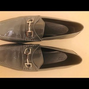 Gucci grey patent loafers worn once!